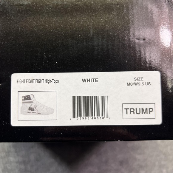 Trump Fight Fight Fight High-Tops Shoes Mens Size 8 White Flag Stripes Sneakers